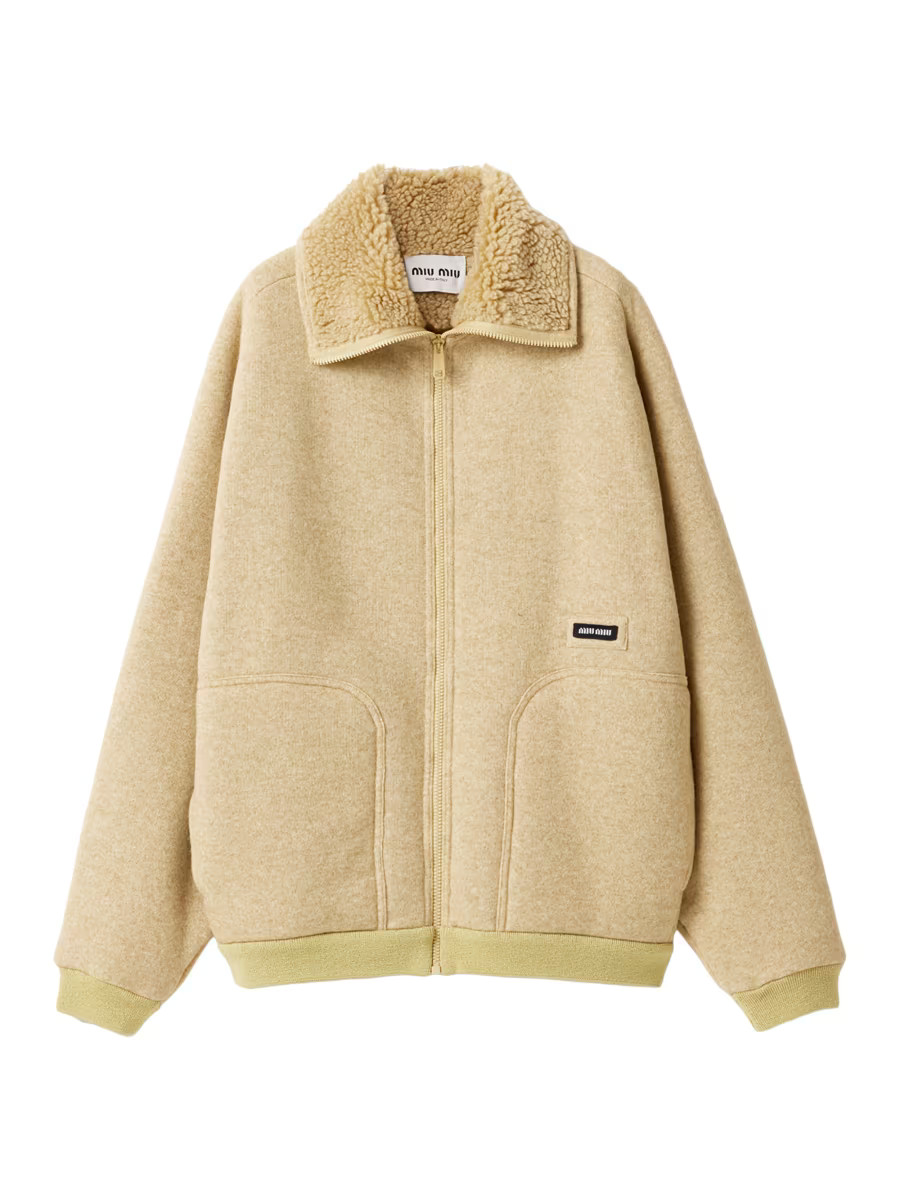 Miu Miu Cotton Fleece Zipper Blouson Jacket | Saks Fifth Avenue | Saks Fifth Avenue