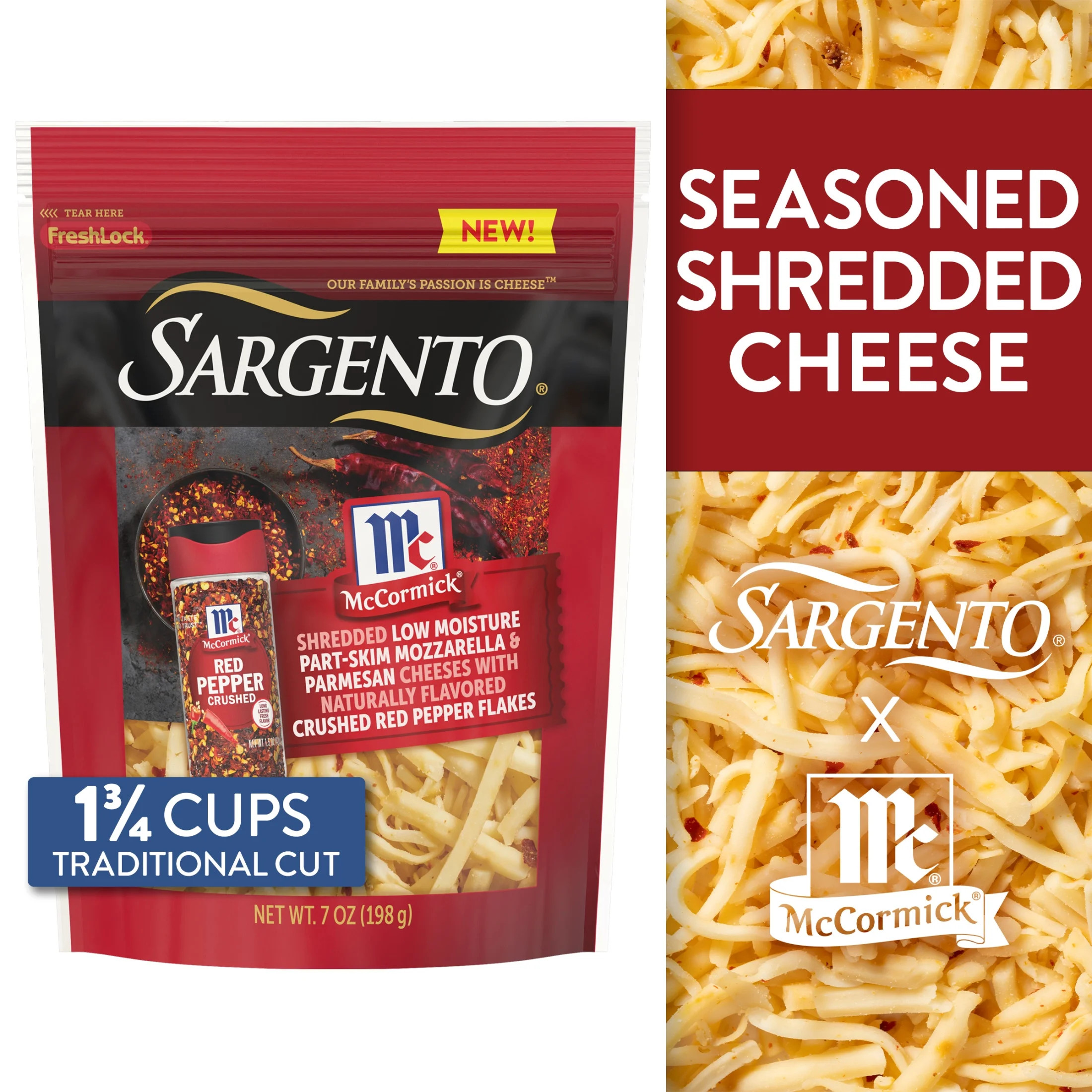 Sargento McCormick Shredded Cheese, Traditional Cut, 7 oz. | Walmart (US)