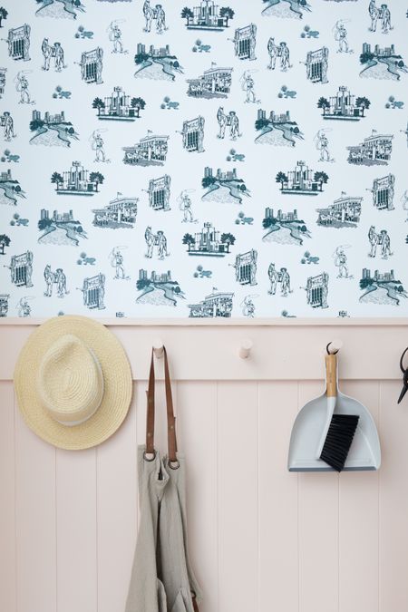 My favorite vignette in our pink laundry room makeover. It’s the Fort Worth Toile wallpaper for me  

#LTKhome