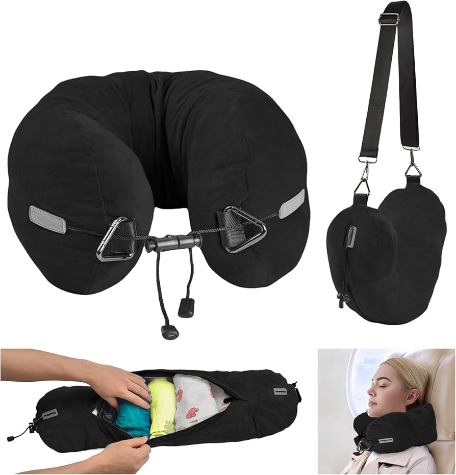DreamShore Travel Pillow for Extra Luggage:Stuffable Neck Pillow with Adjustable Neck Size|Fits 3... | Amazon (US)