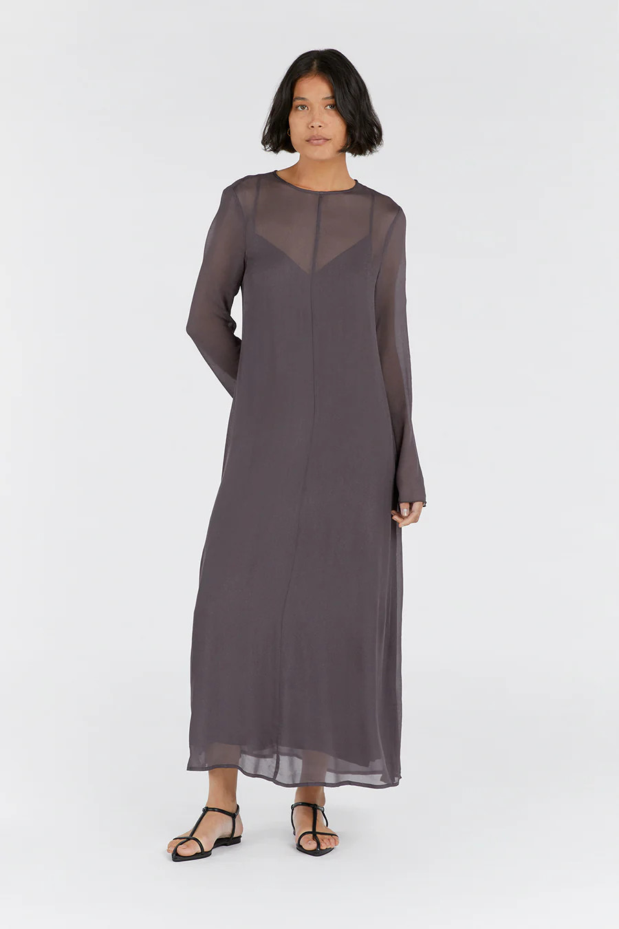 MARI EGGPLANT LONG SLEEVED DRESS | DISSH