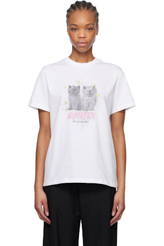 White Basic Jersey Kittens Relaxed T-shirt | SSENSE