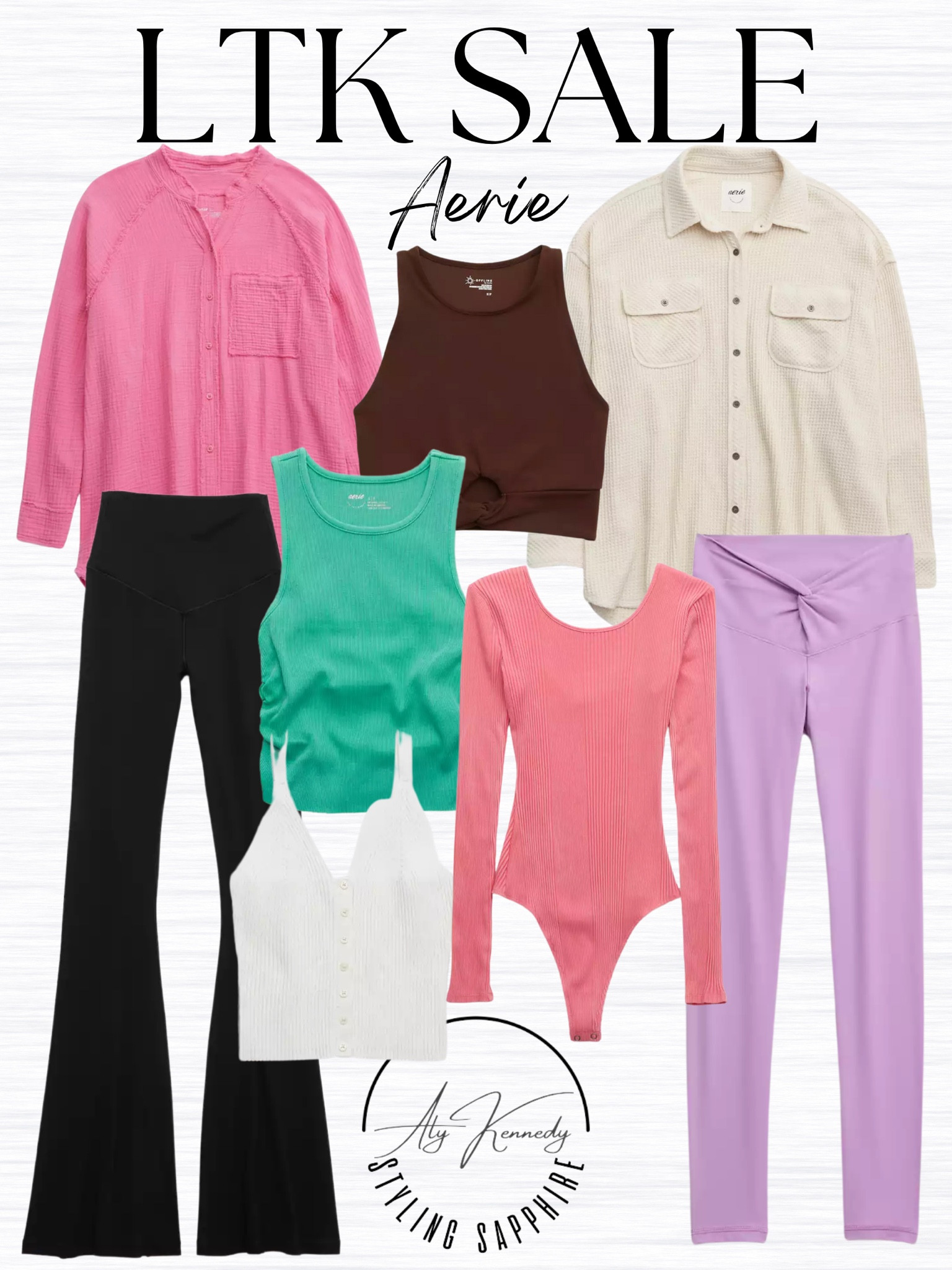 Aerie LTK sale, spring style, spring outfit, flared leggings, yoga pants, tank, crop tops, cami, bodysuit, leggings, button down, coverup 

#LTKsalealert #LTKSale #LTKstyletip