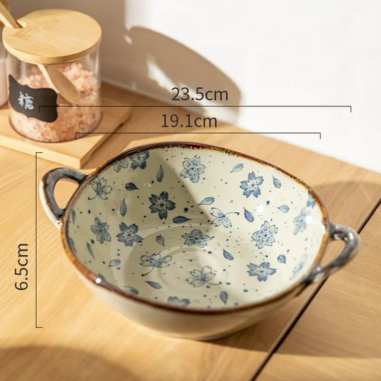 7.5 Inch Salad Bowls, 24 Oz Ceramic Serving Bowls with Handle, Japanese Irregular Shape Serving C... | Walmart (US)