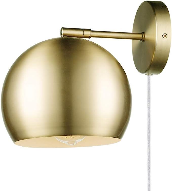 Globe Electric 51577 Novogratz x Globe Willow 1-Light Plug-in or Hardwire Wall Sconce, Matte Bras... | Amazon (US)