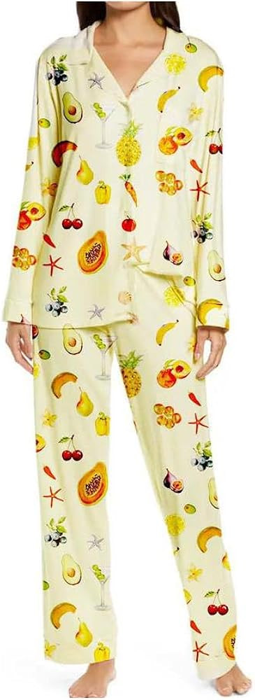 Fruit Floral Pajamas Set Y2k 2 Piece Outfits Pjs Set For Women Long Sleeve Button Down Pajamas Sh... | Amazon (US)