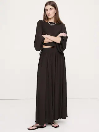 Smocked Georgette Maxi Skirt | Banana Republic (CA)