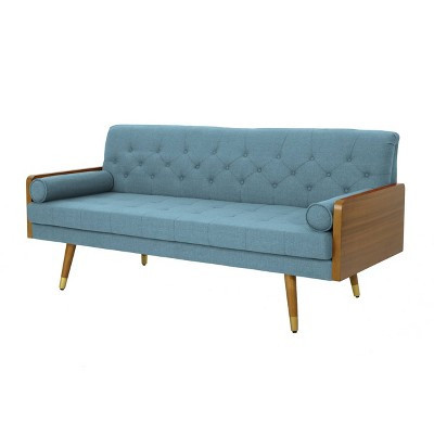 Jalon Mid Century Modern Sofa Blue - Christopher Knight Home: Upholstered Polyester, Hardwood Frame, Seats 3 | Target