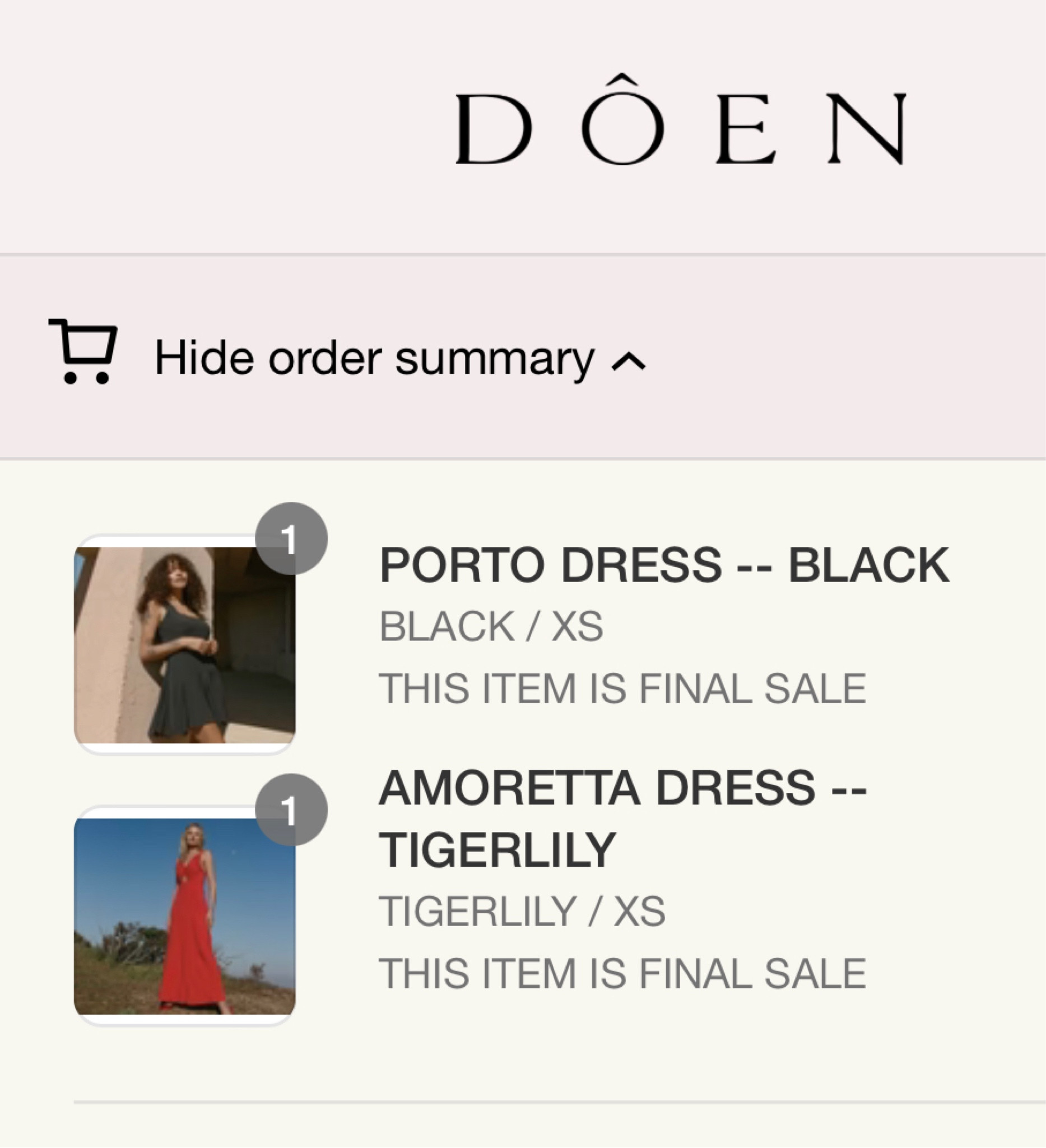 What I ordered from the Doen sale