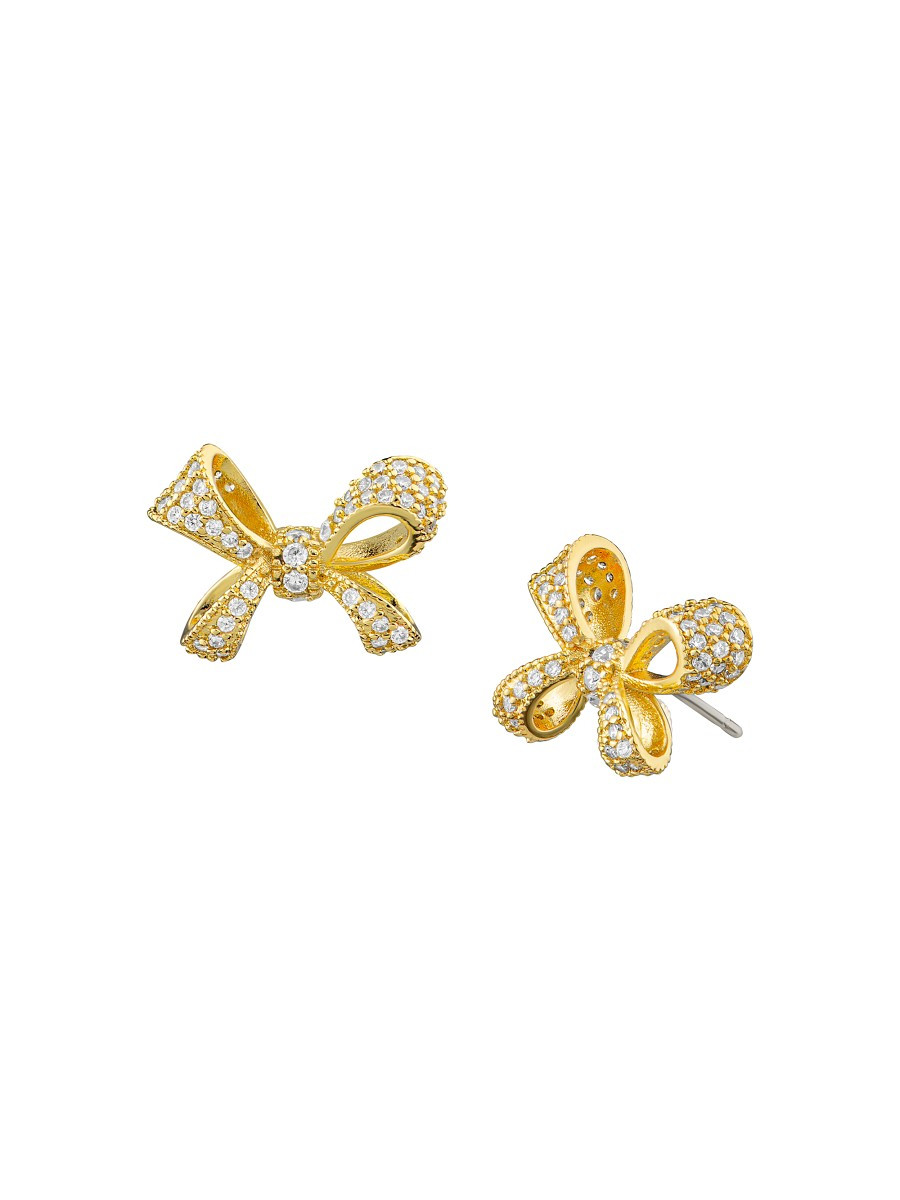 CZ by Kenneth Jay Lane Women's 14K Goldplated & Cubic Zirconia Bow Stud Earrings | Saks Fifth Avenue OFF 5TH