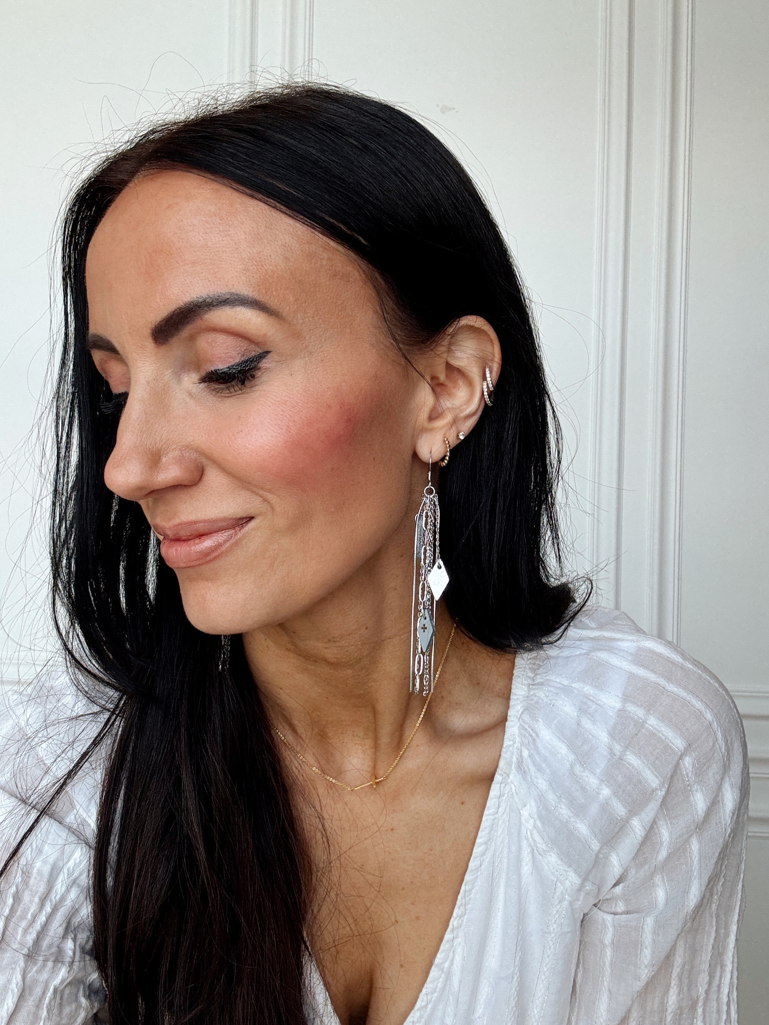 Long chain earrings are trending and we saw them on the runaway for Ralph Lauren. This pair is so easy to wear. 