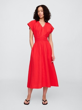 Smocked V-Neck Maxi Dress | Gap Factory