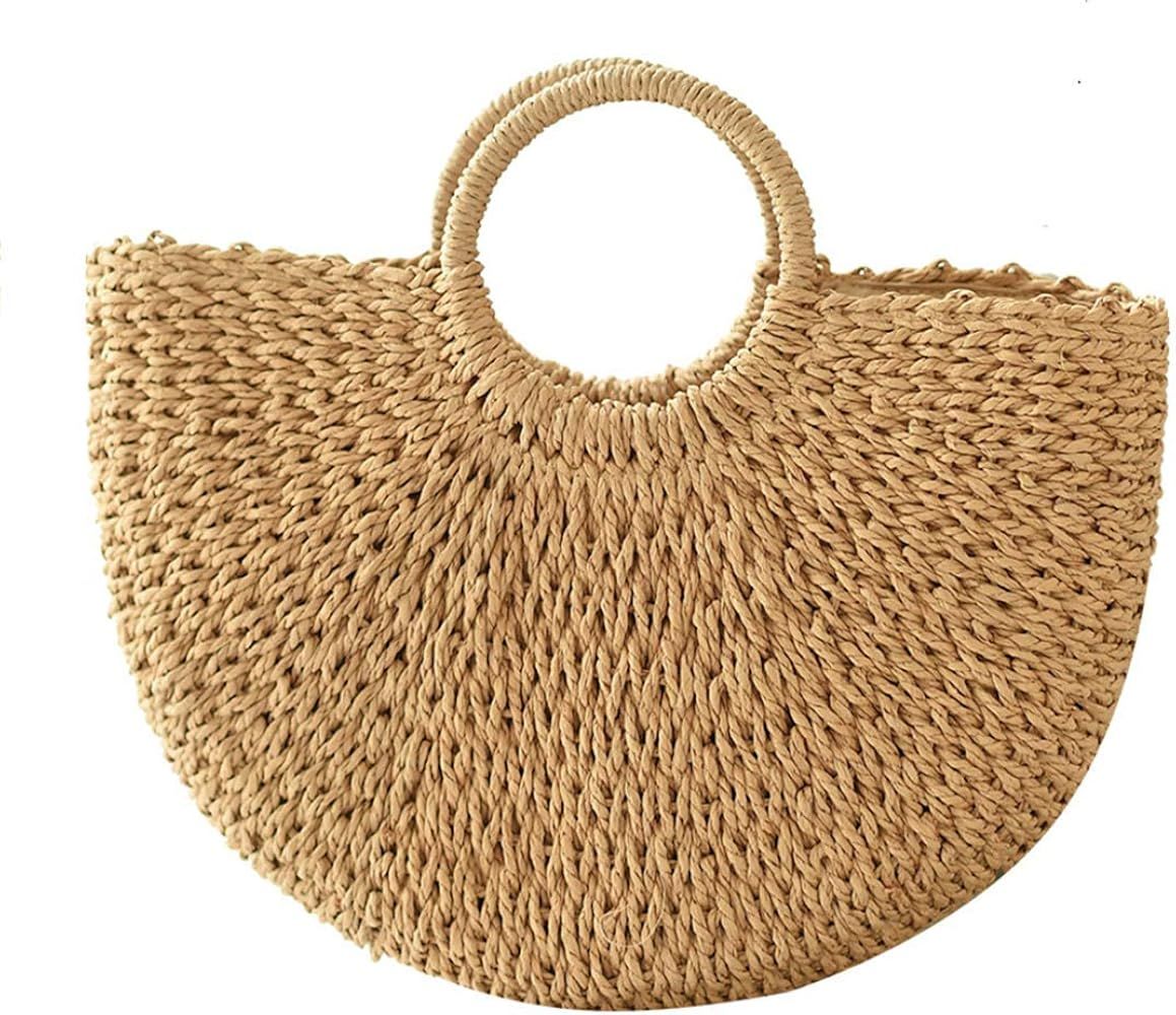 Summer Beach Bag,Straw Bag,Large Hobo Bag for Women,Ound Handle Ring Toto Bag | Amazon (US)