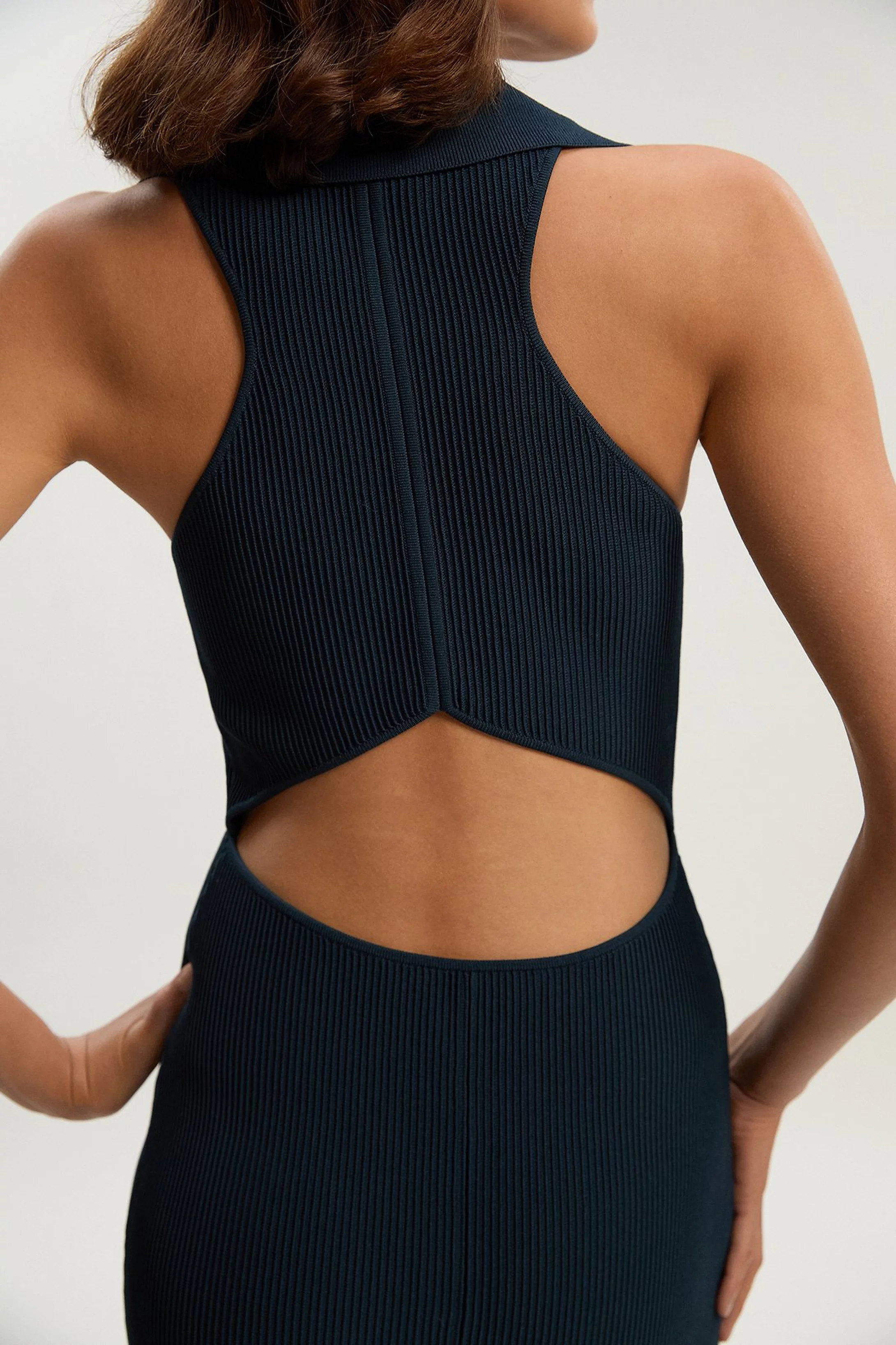 Ottoman Stitch Sleeveless Knitted Dress | Karen Millen US