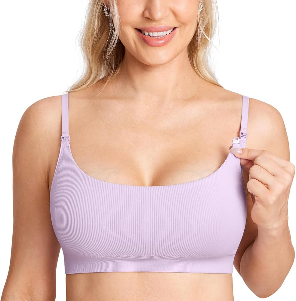 MOMANDA Women's Nursing Bras Ribbed Seamless Bralettes Support Sports Bra for Breastfeeding Wirel... | Amazon (US)