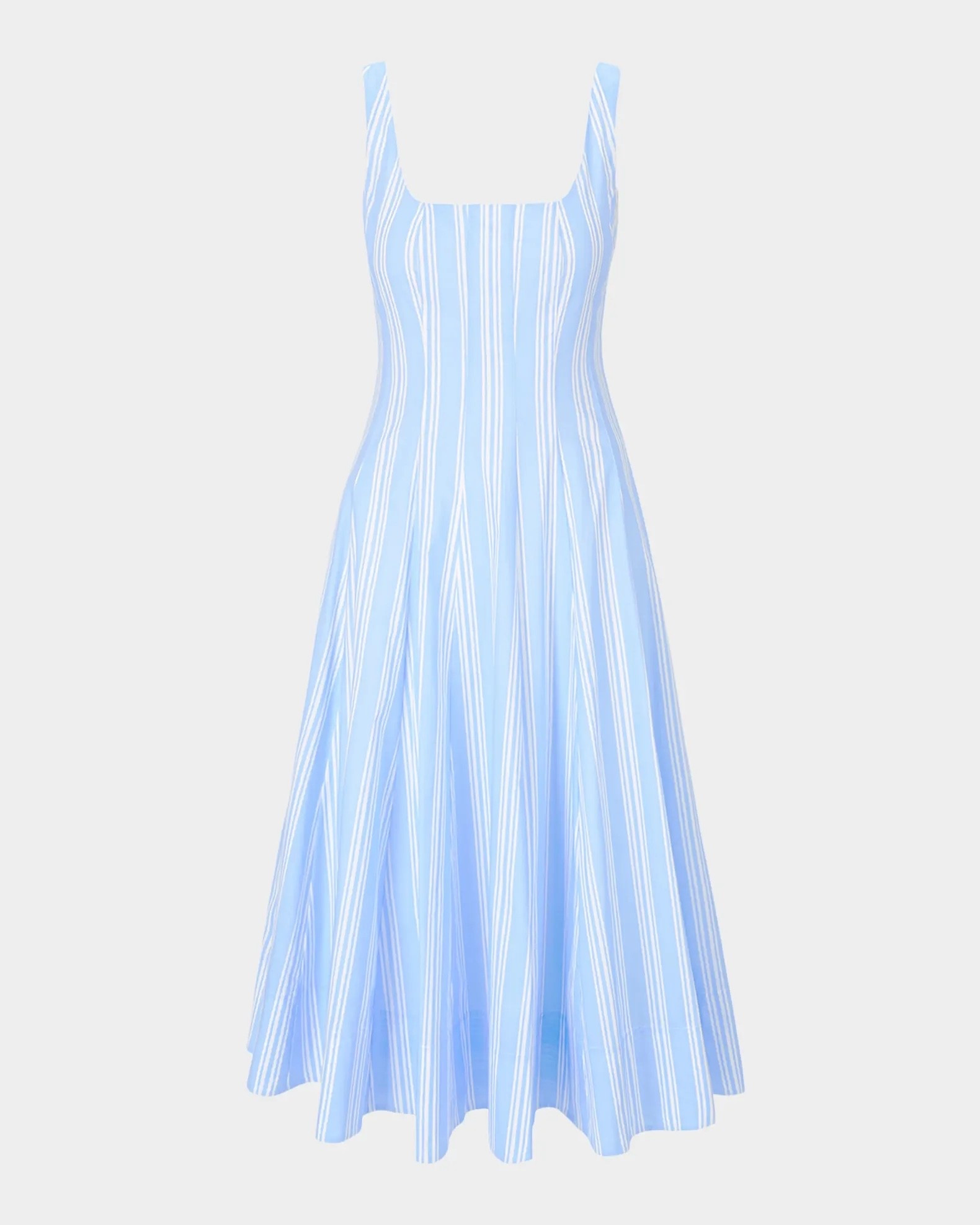 Taylor Swift wore this Taylor Swift 
Stripe blue sundress at San Vicente West Village with her dad, Scott and friend Ashley 