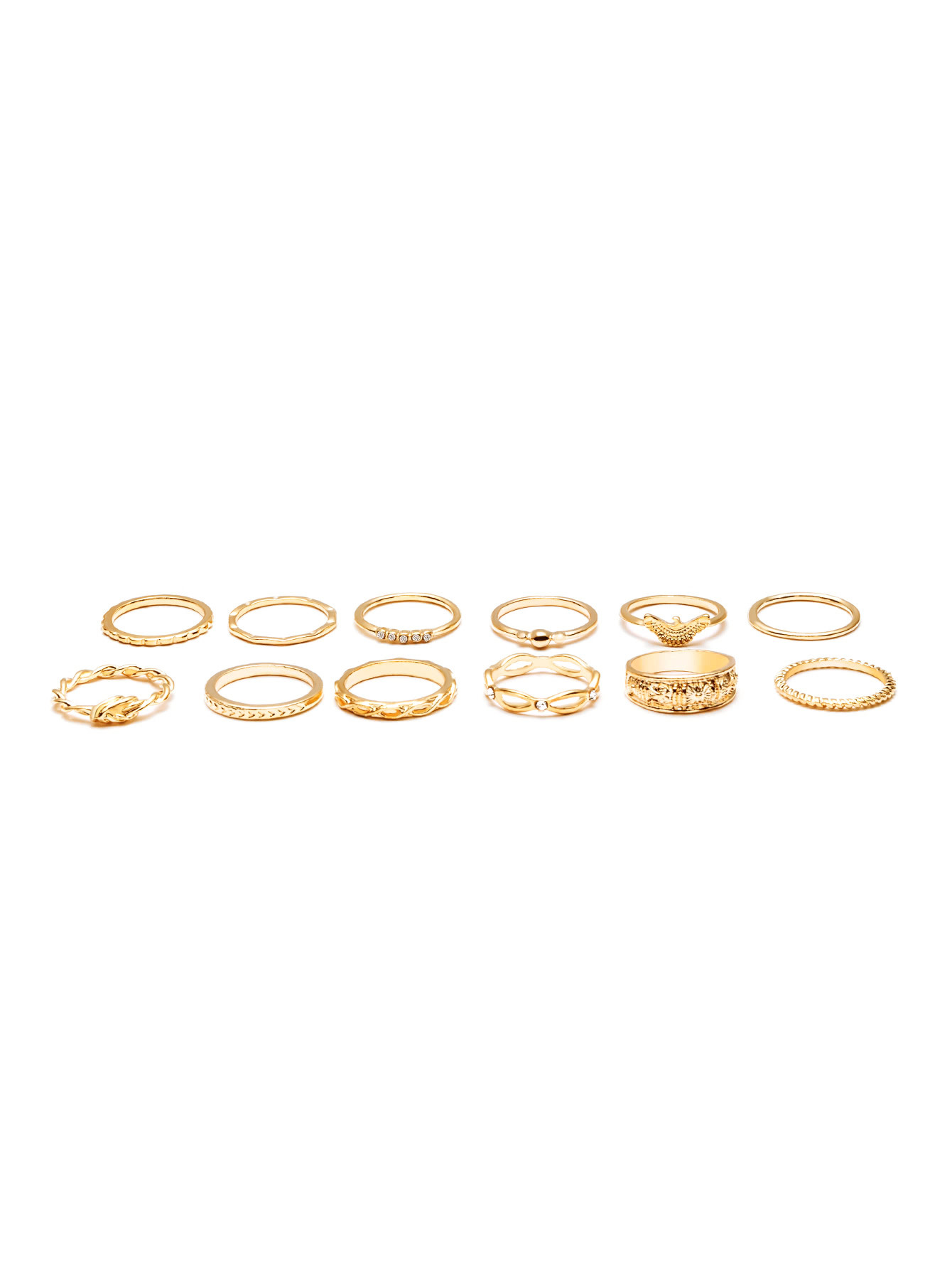 Gold Plated Embellished Ring Set | SHEIN