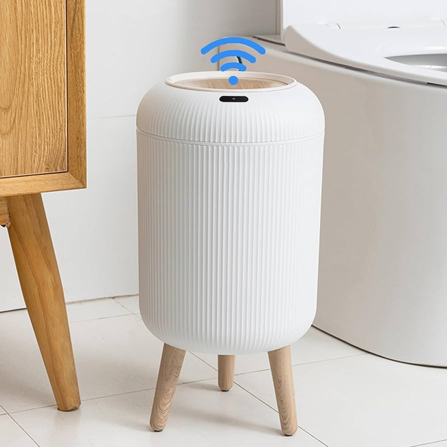 URALFA Automatic Bathroom Trash Can with Lid, 3 Gallon Smart Trash Can Small Plastic Trash Bin, M... | Amazon (US)