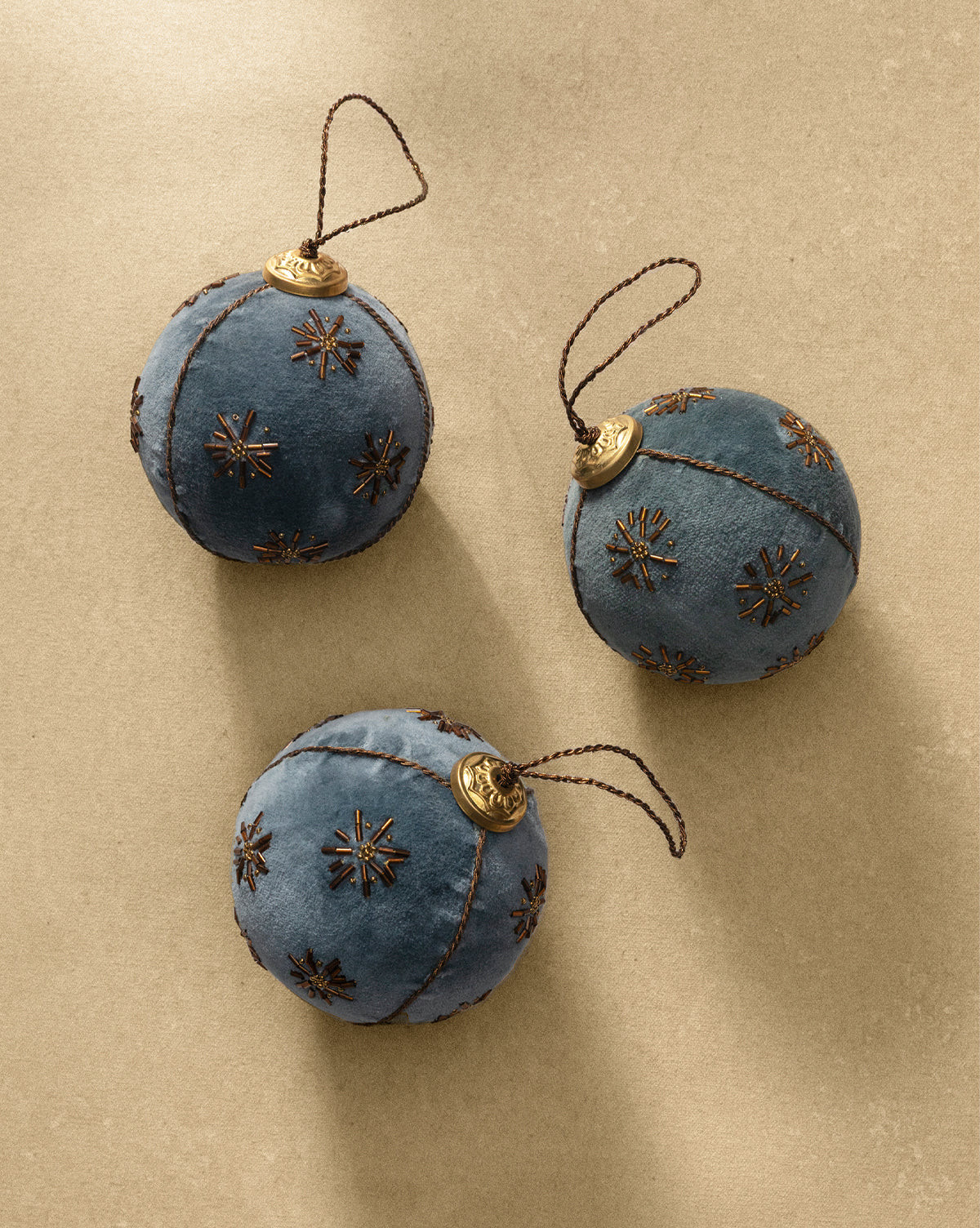4" Embroidered Velvet Baubles (Set of 3) | McGee & Co. (US)