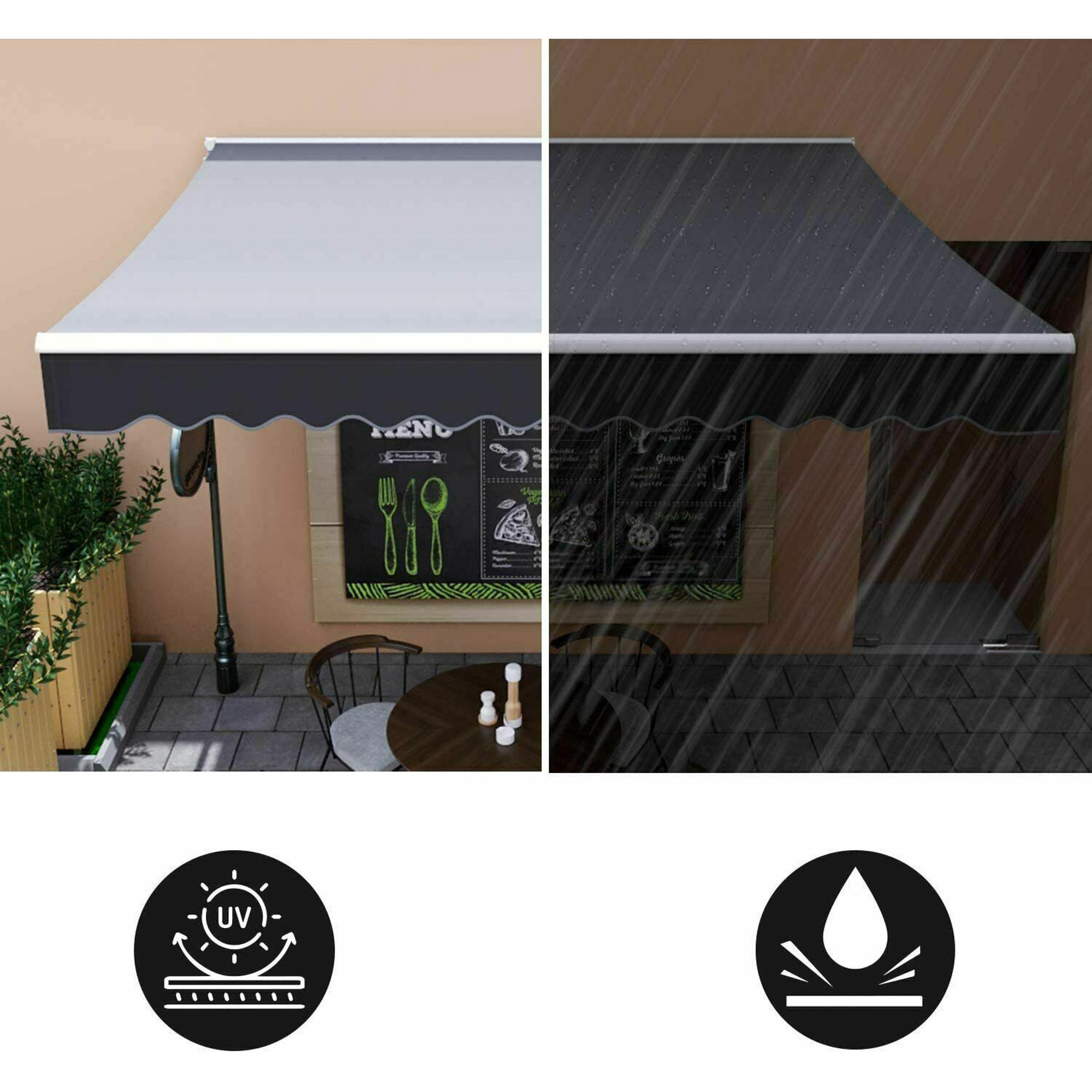D-TOOLS   8.2x6.6 ft Patio Retractable Awning Sun Rain Shade Canopy Window Cover , Gray | Walmart (US)