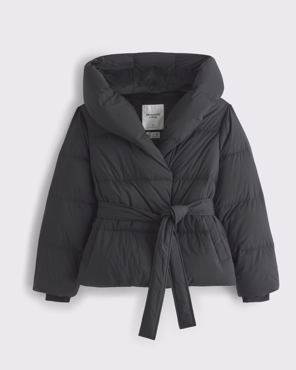 Hooded Duvet Belted Puffer | Abercrombie & Fitch (US)