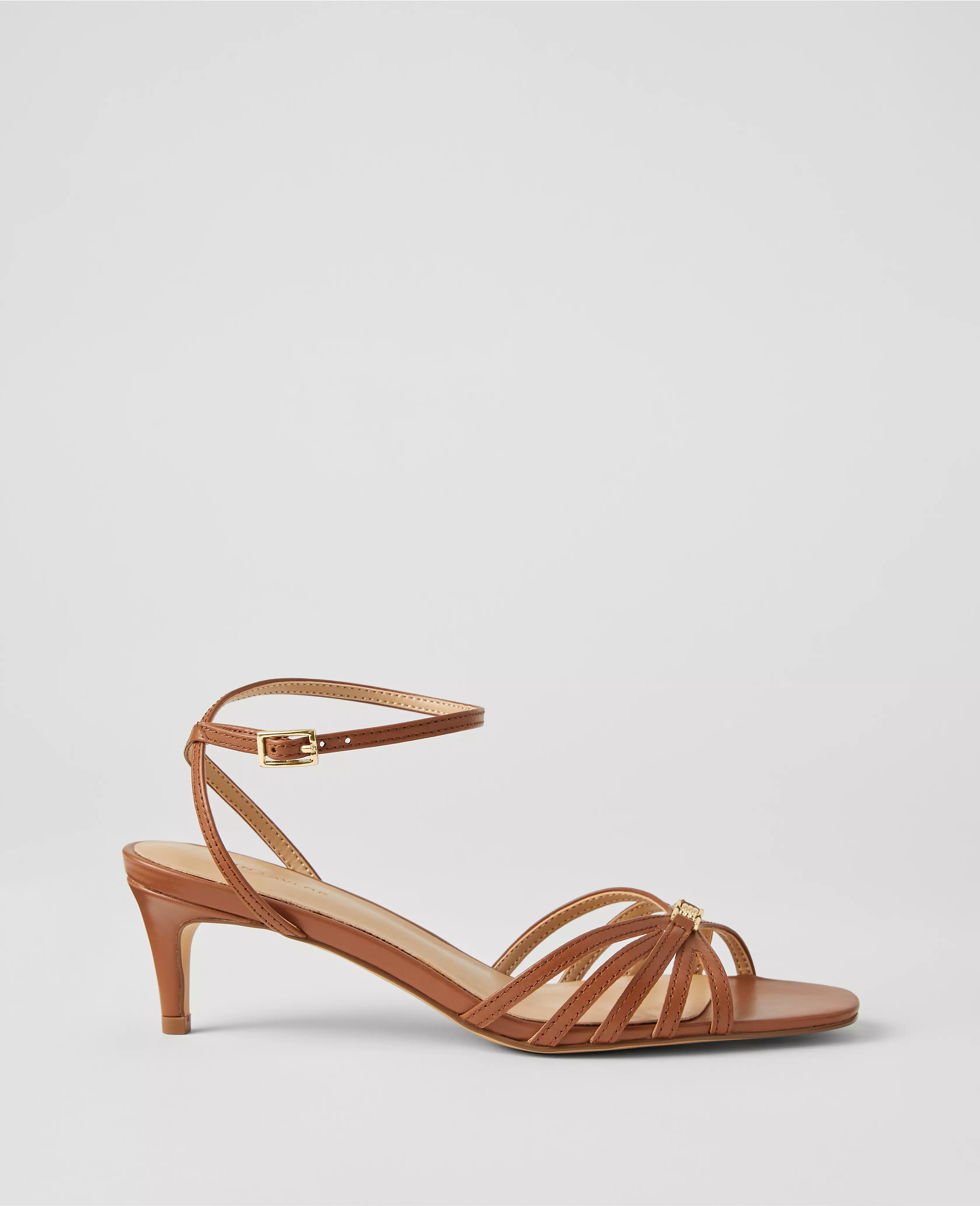 Caged Kitten Heel Leather Sandals | Ann Taylor