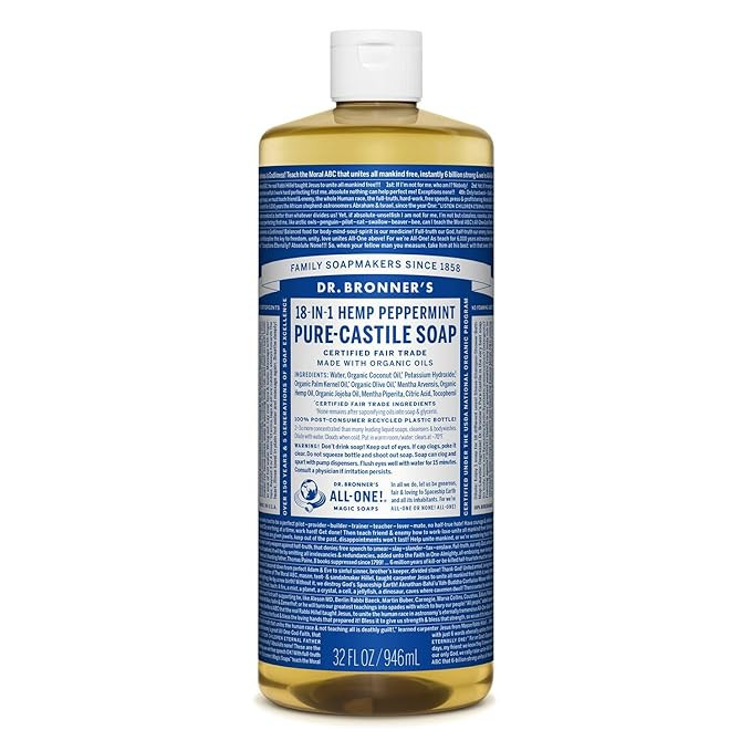 Dr. Bronner’s - Pure-Castile Liquid Soap (Peppermint, 32 ounce) - Made with Organic Oils, 18-in... | Amazon (US)