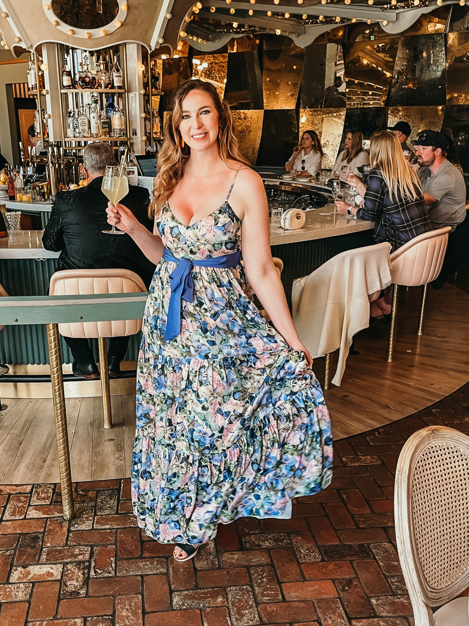 Beautiful dress for a carousel bar date! Rent the runway, maxi dress, badgley mishka 