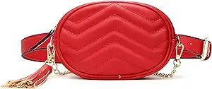 Badiya Fanny Pack for Women Fashionable Waist Bag Leather Belt Bags with Tassel Girl Cellphone Pu... | Amazon (US)
