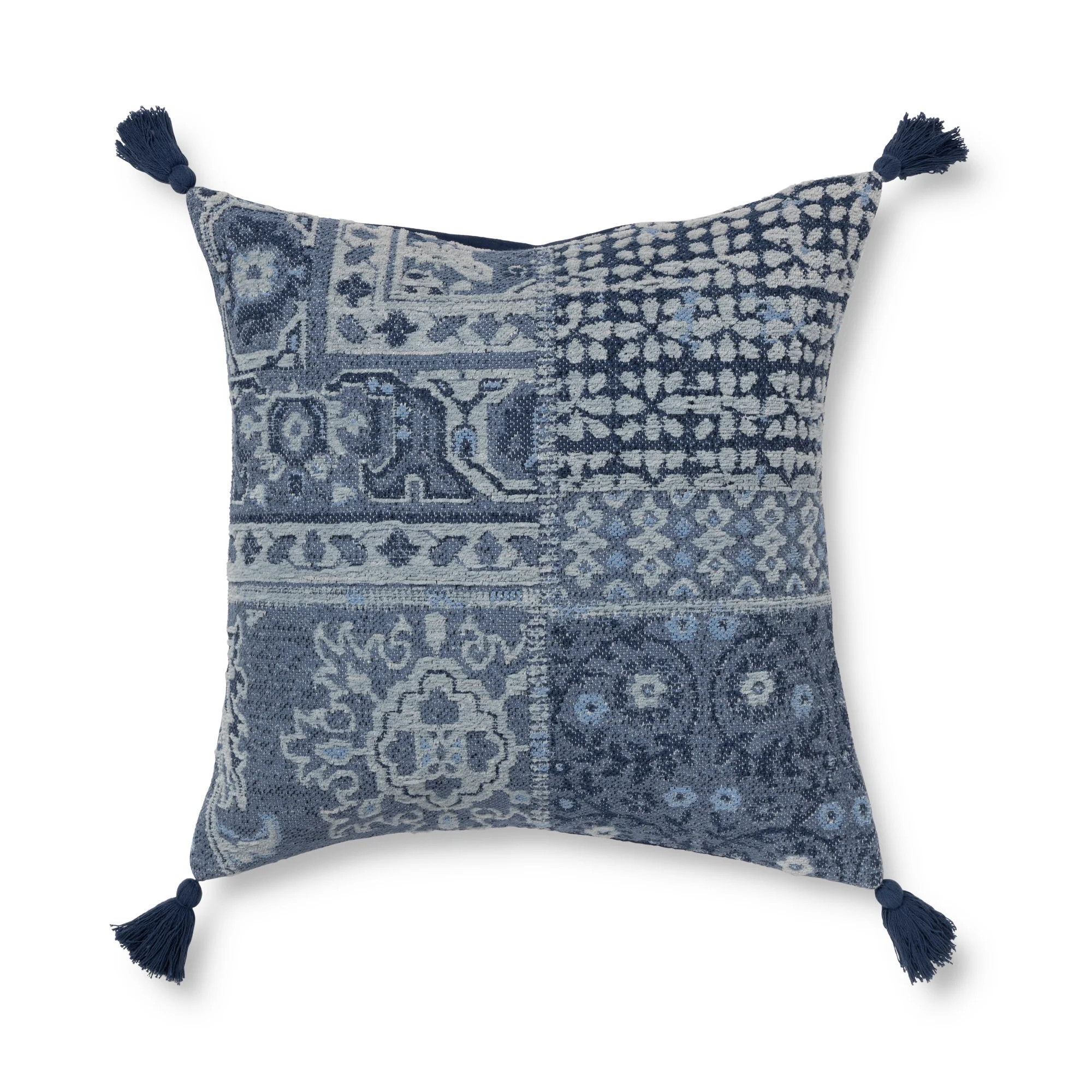 Better Homes & Gardens Patchwork Decorative Square Throw Pillow, 20" x 20", Denim, Single Pillow | Walmart (US)