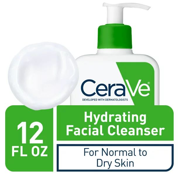 CeraVe Hydrating Daily Facial Cleanser for Normal to Dry Skin, 12 fl oz - Walmart.com | Walmart (US)