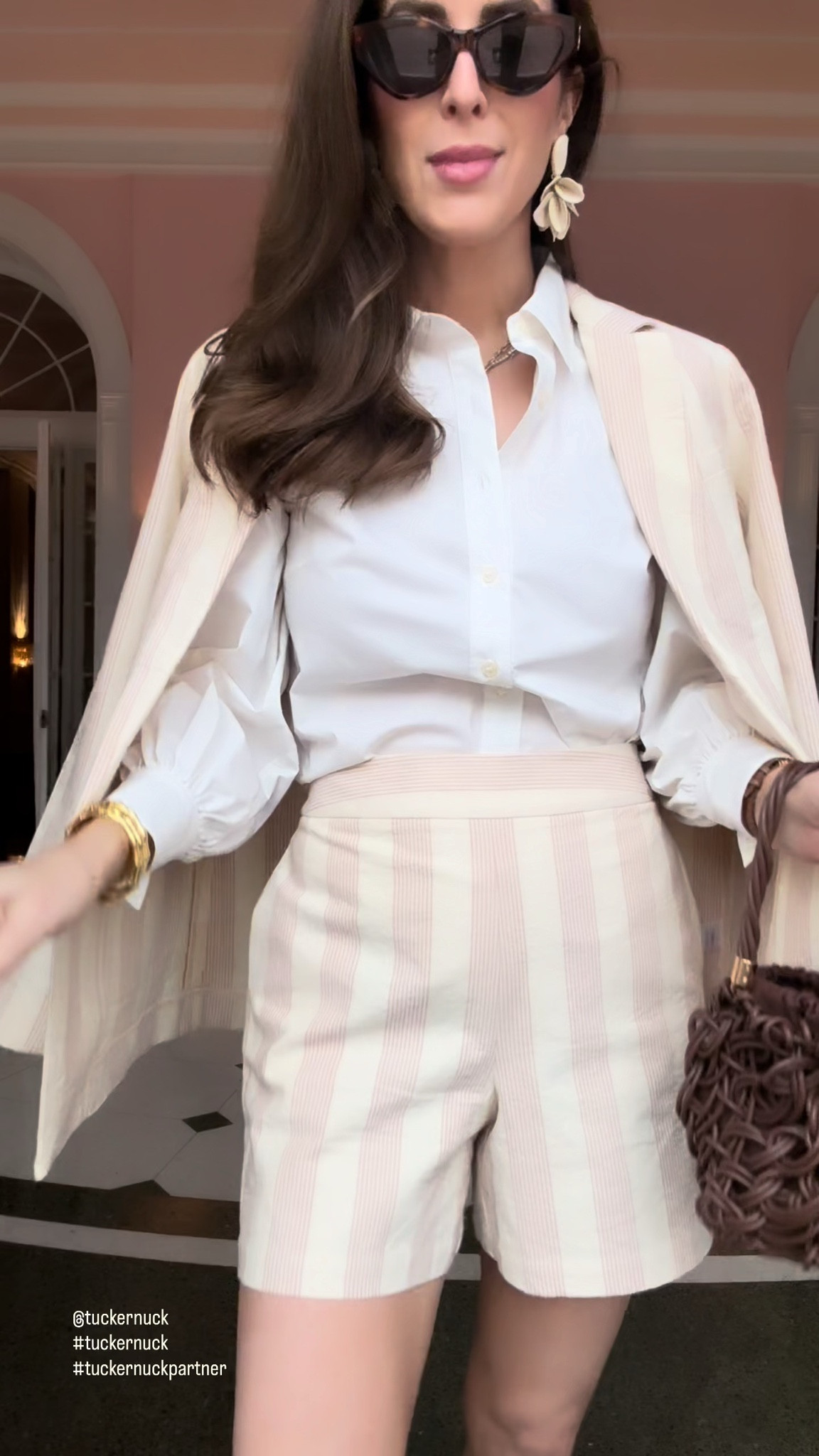 Sizing first — I am wearing a small in everything and true to size 8 in both pairs of shoes. 🌸
The most perfect backdrop for spring pieces — The Greenbrier did not disappoint.
The shorts and matching blazer were made for a resort casual moment, especially with a little chill in the air. Once I put this on here I knew it was exactly right. The kind of set that works so many places but somehow looks best somewhere beautiful.
The white skirt with the green tee and cardigan — that green is still my absolute favorite color right now and I cannot stop wearing it. I flew home in this exact set that afternoon and got compliments the entire way. Comfortable, polished, and completely put together without trying.
Fresh bags, classic well-made pieces, and spring pieces that just make you happy to get dressed. That is the whole point.
  @Tuckernuck 

 #Tuckernuck #TuckernuckPartner 

#LTKootd #LTKSeasonal #LTKOver40