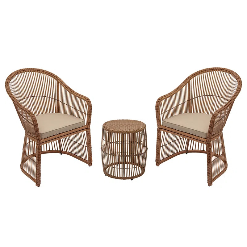 Lustig 3 Piece Rattan Seating Group with Cushions | Joss & Main