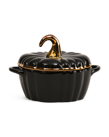 28oz Stoneware Mini Covered Glossy Pumpkin Baker | TJ Maxx