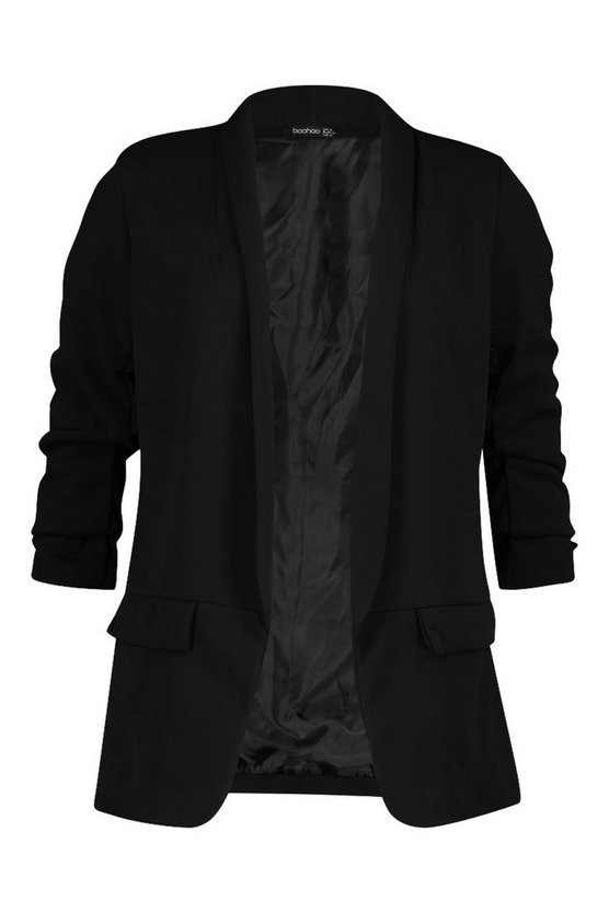 Petite Ruched Sleeve Blazer | Boohoo.com (UK & IE)