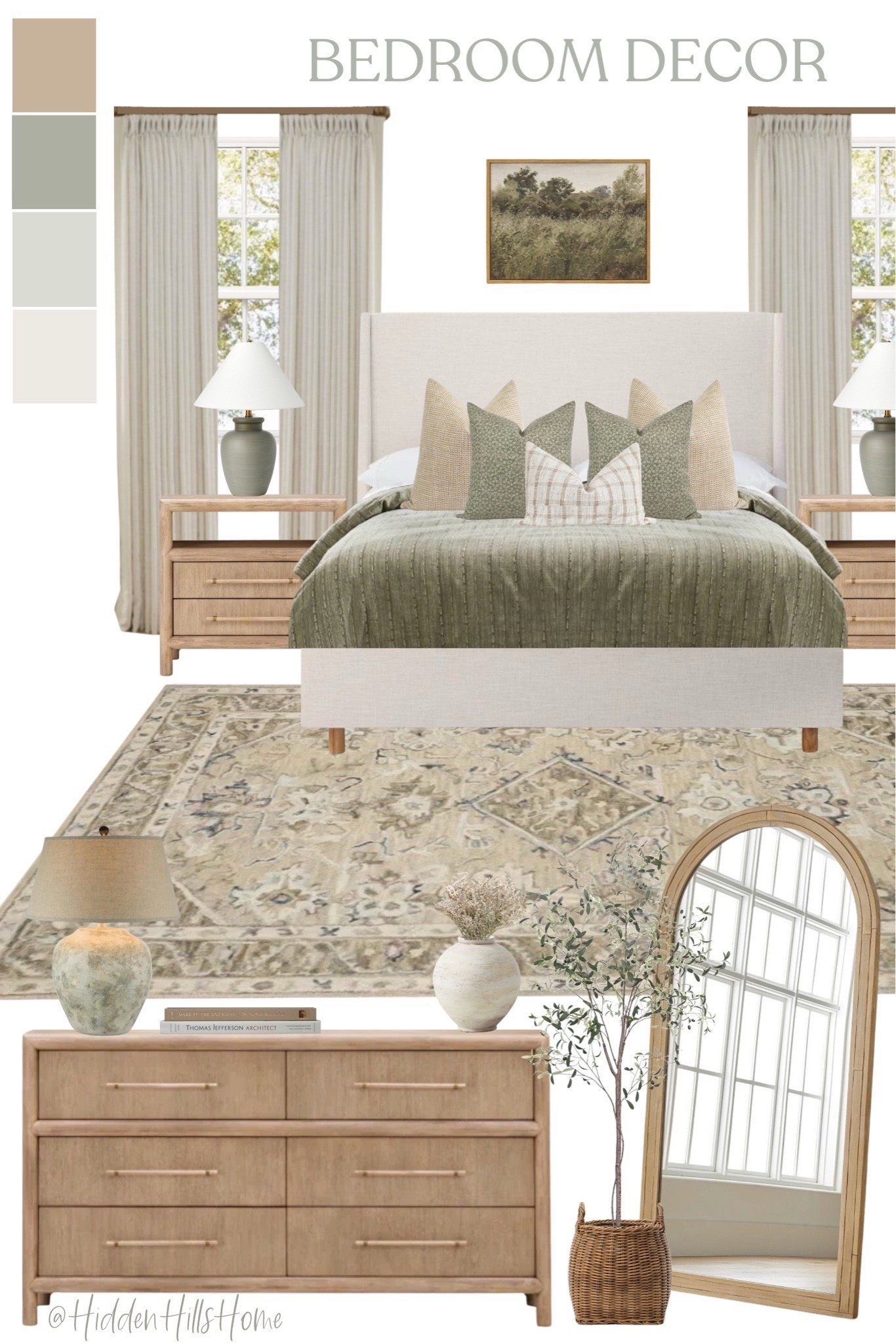 Neutral primary bedroom mood board, bedroom refresh mood board, bedroom mood board, master bedroom decor, upholstered bed, nightstands, arched mirror, dresser, dresser decor, lamps #bedroom 



#LTKHome #LTKSaleAlert #LTKSeasonal