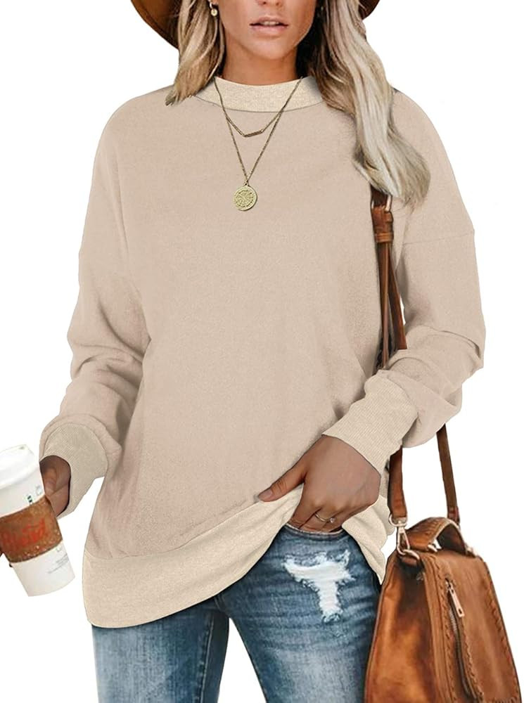 NSQTBA Sweatshirts for Women Long Sleeve Crew Neck Shirts Tunic Tops for Leggings | Amazon (US)