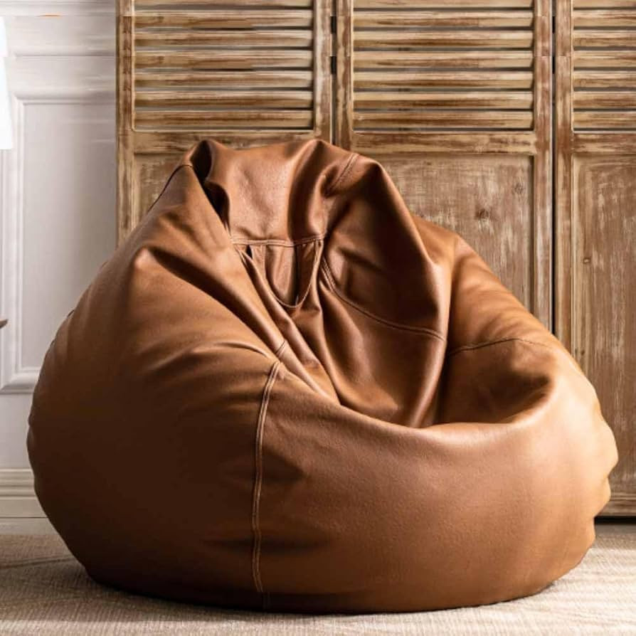 Bean Bag Chair 3.3ft Big Faux Leather Bean Bag Cover Pouf Cover Without Filler Outdoor Beanbag Ch... | Amazon (CA)