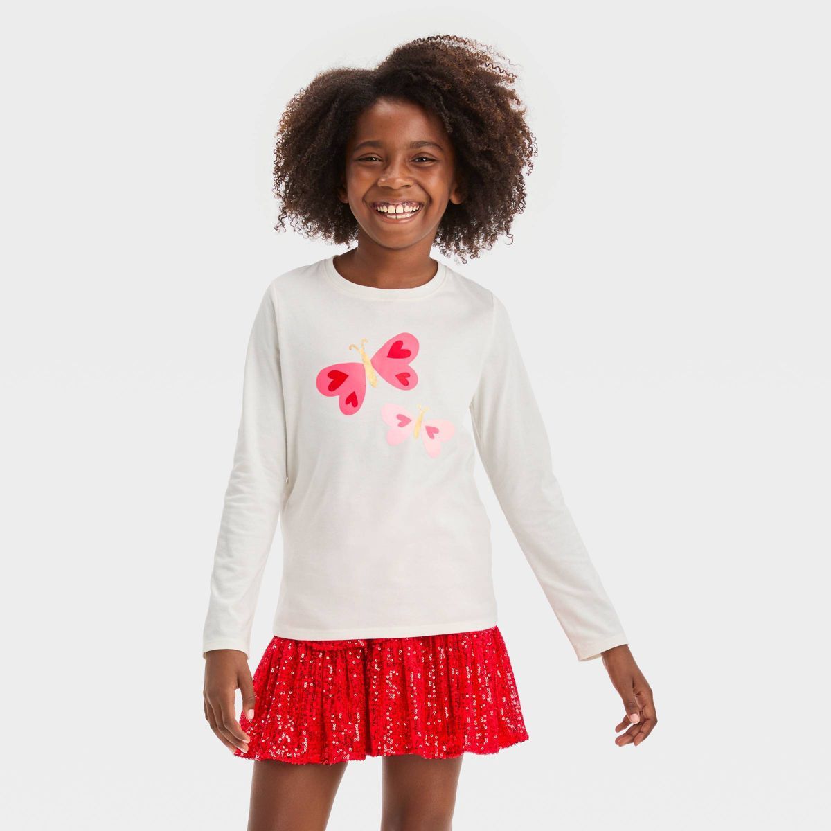 Girls' Long Sleeve Valentine's Day Heart Graphic T-Shirt - Cat & Jack™ | Target