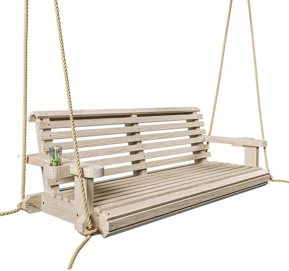 Porchgate Amish Heavy Duty 800 Lb Roll Comfort Treated Porch Swing W/ Ropes (4 Foot, Unfinished) | Amazon (US)