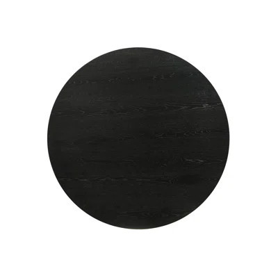 Ebony Black Round 29"W Coffee Table With Natural Wood Grain Finish, Solid For Living Room In Black, Showcasing Grain, Made Space | Wayfair North America