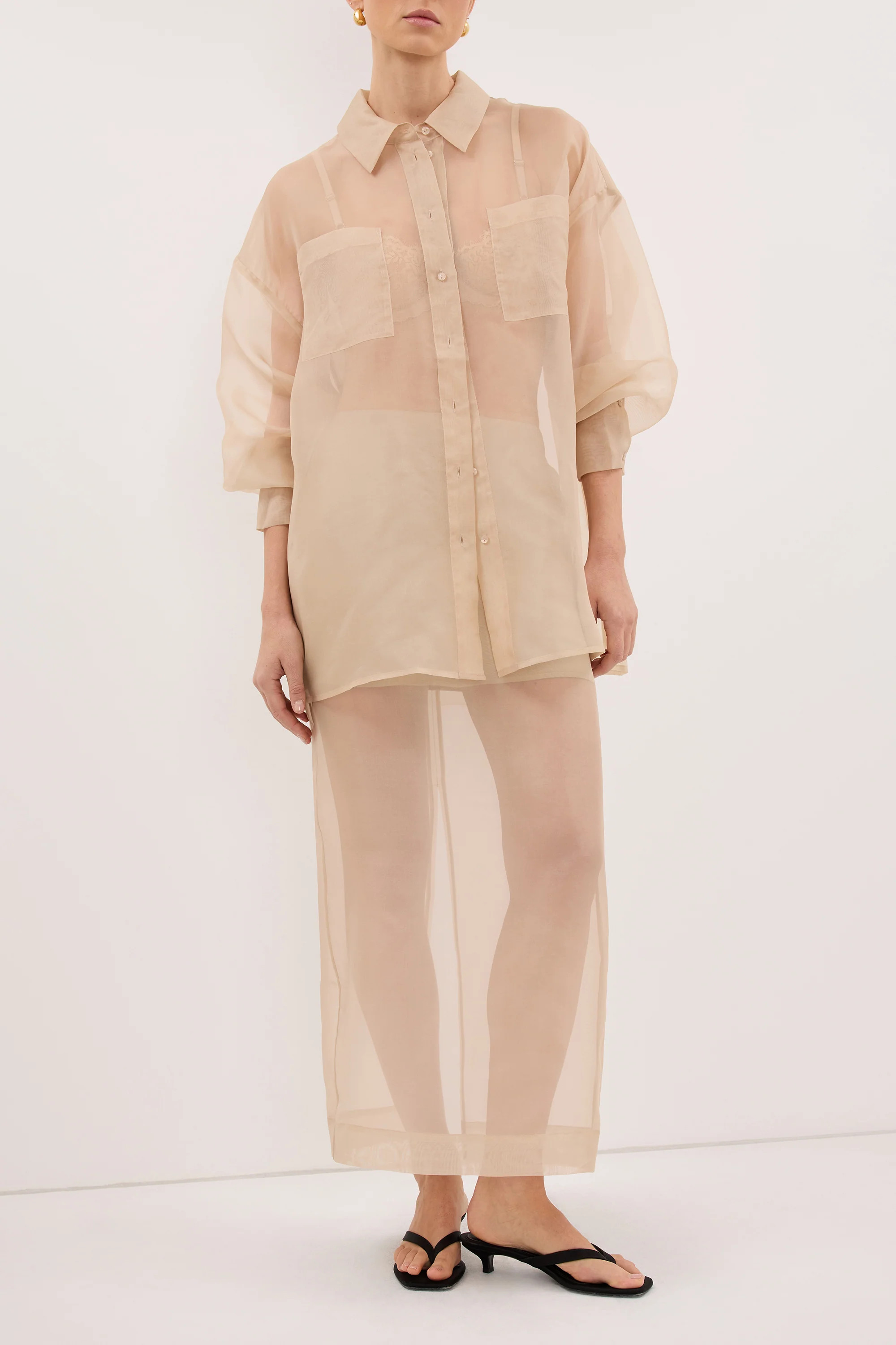 SIAN GOLD ORGANZA MIDI SKIRT | DISSH