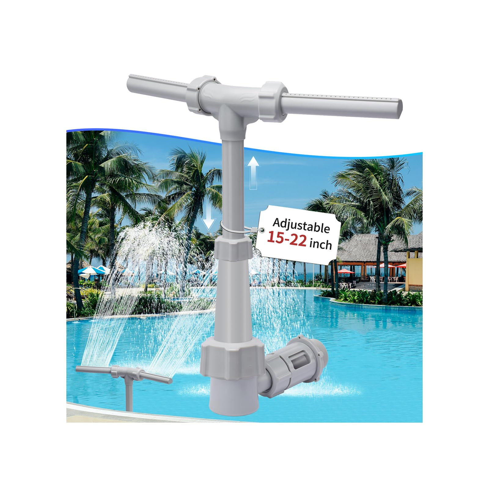 KLLEYNA Dual Spray Pool Fountains for Above-Inground Swimming-Pool - Adjustable Height 15-22",Pon... | Amazon (US)