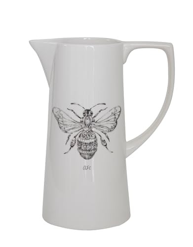 Creative Co-Op White Ceramic Pitcher with Bee Image | Amazon (US)
