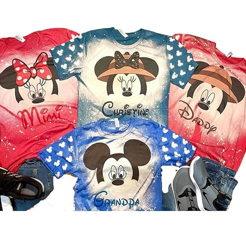 Family Coordinating Vacation Mouse Shirts, Completely Custom Bleached Shirts with Mouse head on s... | Amazon (US)