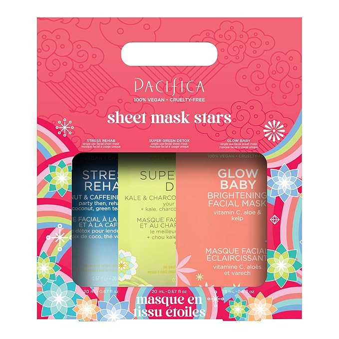 Pacifica 3-Pack Face Sheet Mask Variety Set – Brightening Vitamin C, Green Detox & Stress Rehab... | Amazon (US)