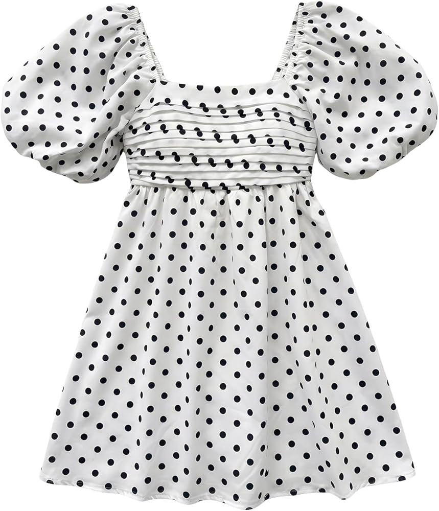 Floerns Women's Floral Dress Puff Sleeve Dress Square Neck Summer Vacation Picnic Mini Dresses | Amazon (US)