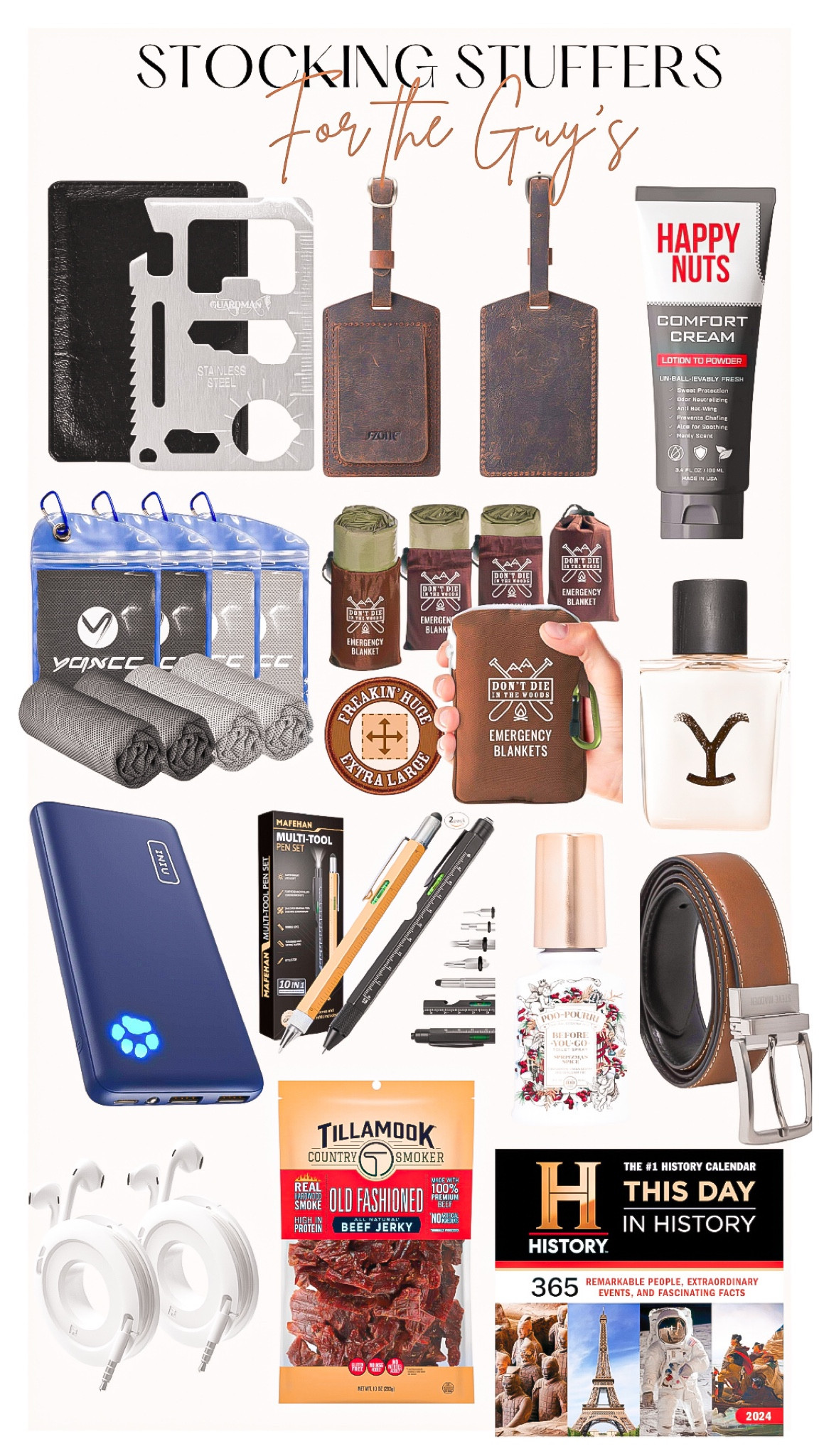 Stocking stuffers -
For men 🎁🎄

Grab those items your husband might not snag for himself 👏

Stocking stuffers, gifts for him, gift guide, men’s gifts , wallet tool, nut cream, men’s wallet, cooling towel, athlete gifts, emergency gifts, emergency blanket, Yellowstone cologne, portable charger, pencil tool, bathroom spray , men’s belt, beef jerky, headphones, headphone organizer, history channel calendar 

#LTKGiftGuide #LTKHoliday #LTKmens