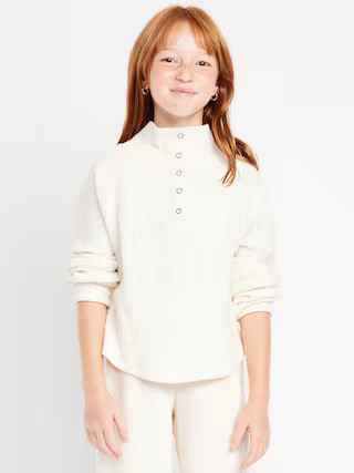 CozePlush Waffle-Knit Henley Top for Girls | Old Navy (US)