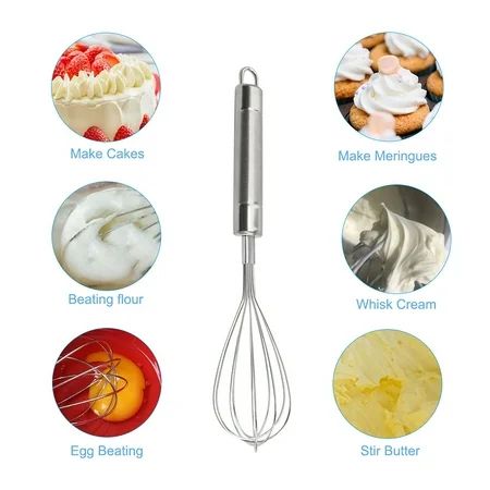2pcs Good Grip Stainless Steel Wire Whisk 11.2"" Kitchen Whisk for Blending, Beating, Stirring | Walmart (US)